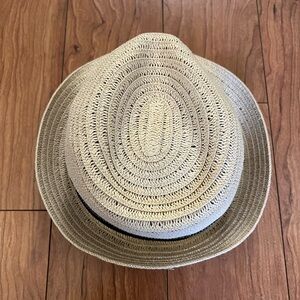 Sun N' Sand Beige Black Straw Fedora Beach Sun Travel Hat Women’s O/S Swift Toyo